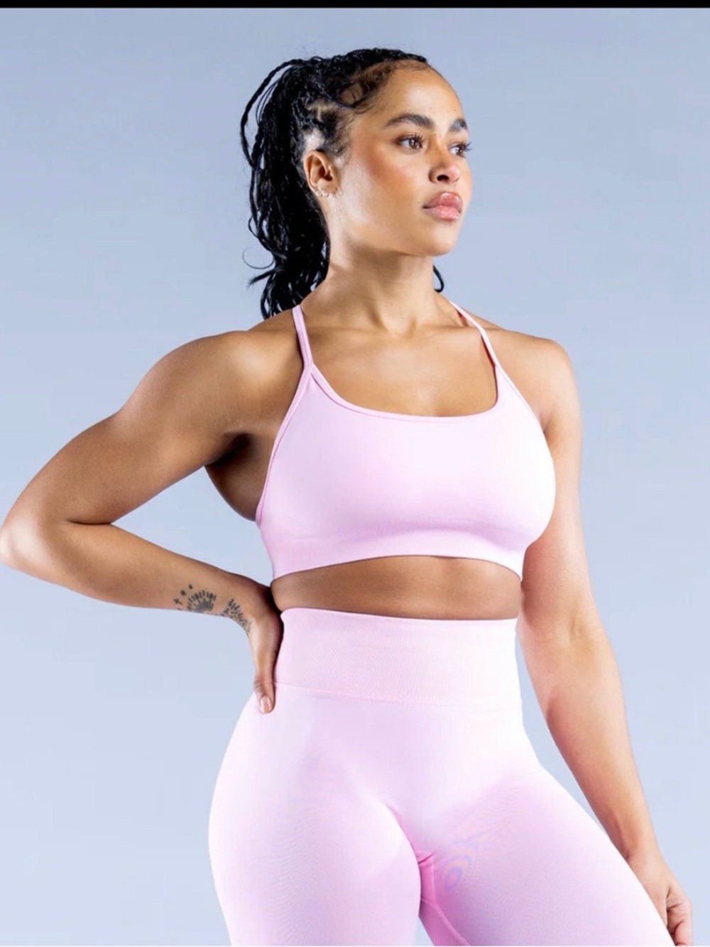 DFYNE-DYNAMIC BACKLESS SPORTS BRA- Light Rose Pink - XS